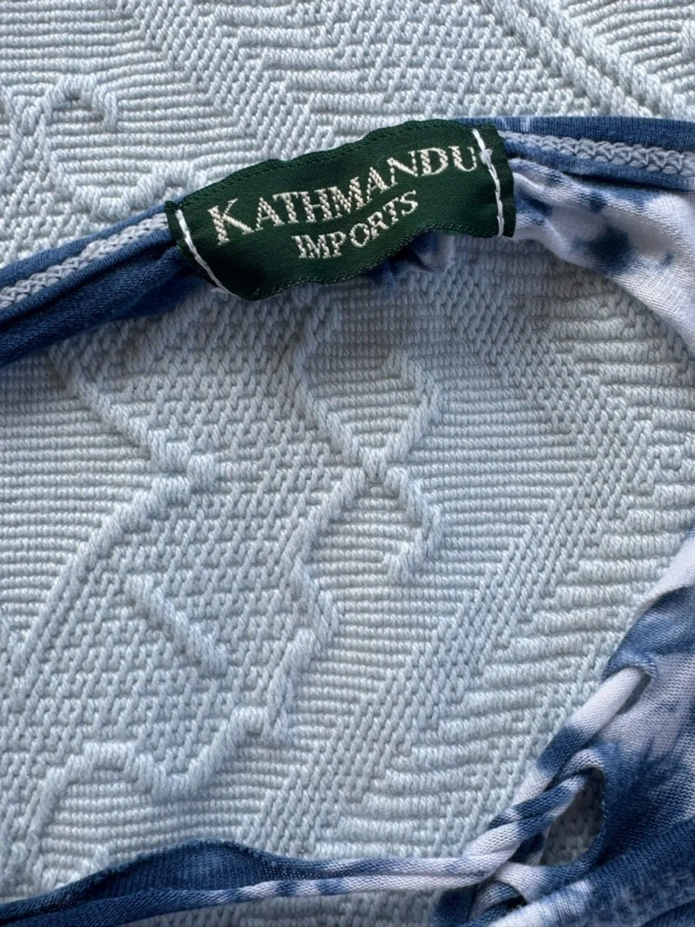 Kathmandu Imports | Blue White | Tie Dye | Lace-Up Back Dress